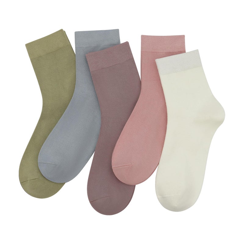 SERISIMPLE Women Thin Viscose Bamboo Socks Crew Lightweight Above Ankle Casual Dress Sock For Ladies Bootie Trouser 5 Pairs (Assorted, Medium) - Image 1